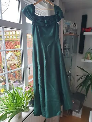 Vintage Dark Green Tous Les Jours Long Maxi Occasion Prom Evening Dress UK 16 • £24.99