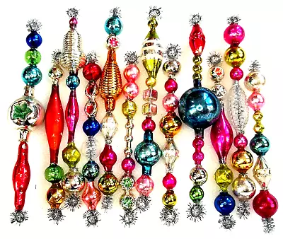 * 12 OLD ANTIQUE & VTG 4 -5  MERCURY GLASS Garland BEAD Tinsel ICICLE ORNAMENTS • $75