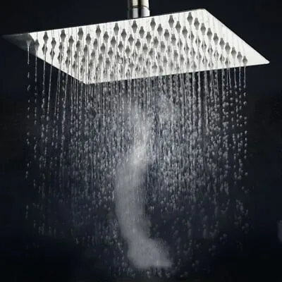 8  Round / Square Rainfall Shower Head Chrome Stainless Steel Bath Rain Sprayer • $10.79