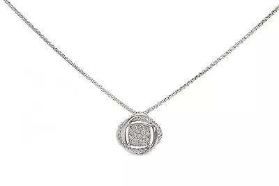 Gorgeous David Yurman Sterling Silver & Diamond Pave Infinity Necklace Pendant • $374.99