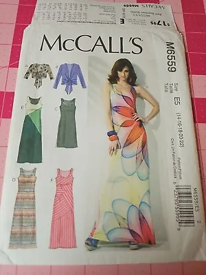 McCalls Pattern M6559 Sheath Maxi Dress Front Tie Shrug Jacket Sizes 14 To 22 FF • $8.95