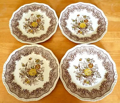 Masons Ironstone China Four Ascot Brown Desert Plates 9   In Good Used Condition • £16