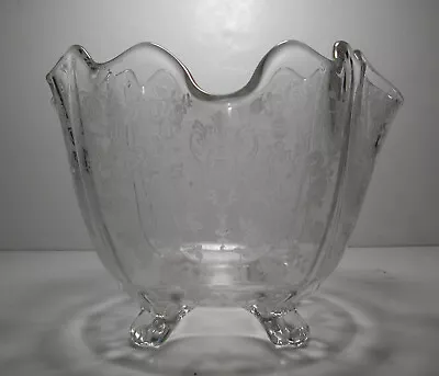 Vintage Cambridge Elegant Glass ROSEPOINT Ruffled 3600 4 Footed Bowl • $45
