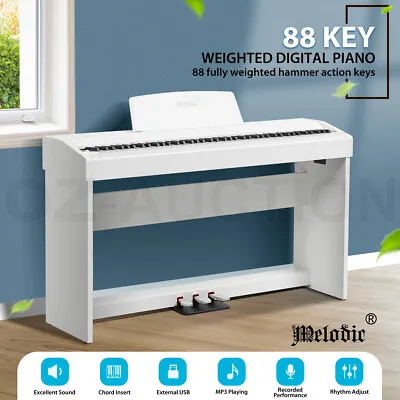 Melodic 88-Key Digital Piano Electric Hammer Action Keyboard Weighted 128 White • $659.95