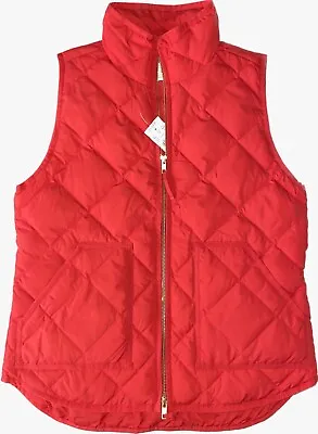 J.CREW NEW Lightweight Quilted Down Excursion Vest Dark Poppy Red NWT S • $19.99
