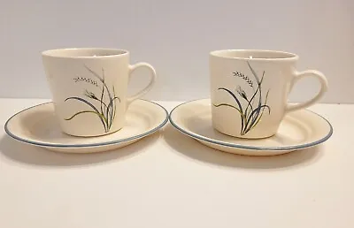 Set Of 2 Corelle Coastal Breeze Cup Mug Saucer White With Blue And Green Wheat  • $10.99