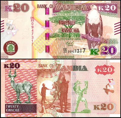 $3.99 • Buy Zambia 20 Kwacha, 2022, P-59a.4, UNC