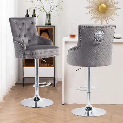 $193.93 • Buy Upholstered Velvet Bar Stools Kitchen Stool Swivel Gas Lift Counter Dining Chair