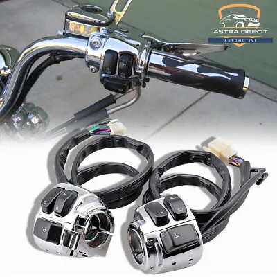 Chrome 1  25mm Handlebar Controls Switches + Wiring Harness For Harley Sportster • $33.98