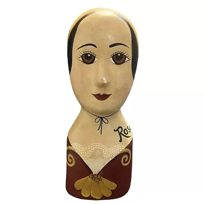 Vintage 14” Wood Mannequin Head Milliner Or Hatter Signed Rosa RARE Numbered • $222