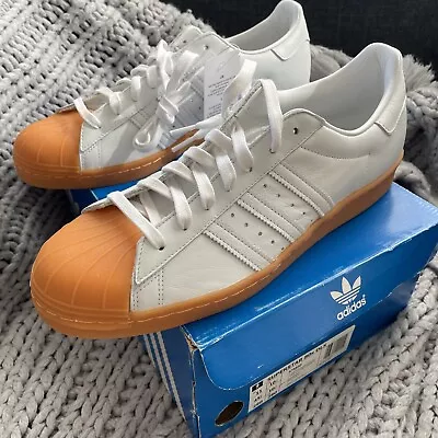 Adidas Vintage Superstar 80's DLX White Gold Trainers S75830 Men's US 11 NIB • $150