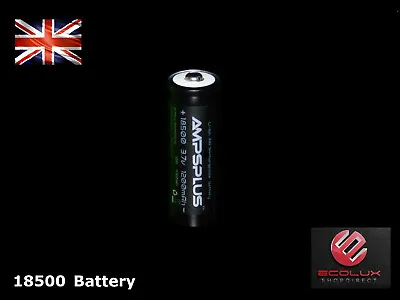 Ampsplus 18500 1200mAh Battery 3.7V Button Top Lithium Rechargeable UK Batteries • £5.69