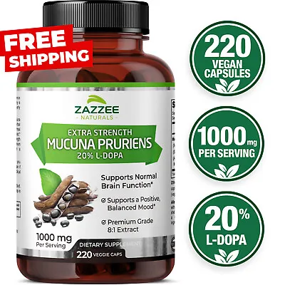 Zazzee Extra Strength Mucuna Pruriens L-Dopa 8:1 Extract 220 Vegan Capsules • $22.94