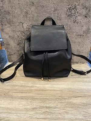 Barneys New York Black Leather Backpack Purse Gold Tone Hardware. ￼ • $44.99