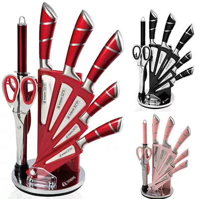 Kitchen Knife Block Set Microsharp Knives Stainless Steel Scissor Peeler  9pcs • $44.98