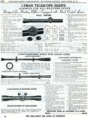 1950 Print Ad Of Lyman Challenger Targetspot & Alaskan Hunting Rifle Scope • $9.99