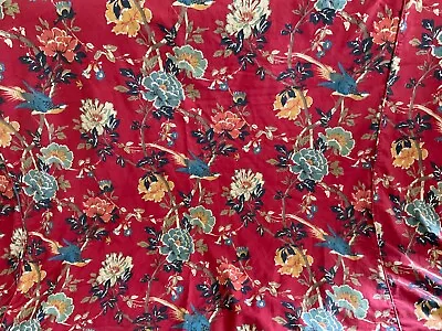Pottery Barn Brighton Queen Duvet Linen/Cotton. Red With Birds And Flowers. • $49.75