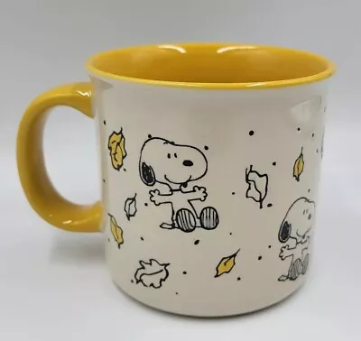 Peanuts Cartoon Dog Snoopy Yellow Autumn Fall Leaves Coffee Mug Big Ceramic Cup • $10.56