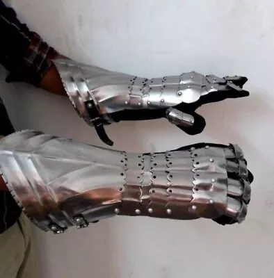 Medieval Knight Halloween Costume Gauntlets Armor Steel Gloves Cosplay Gift Item • $115