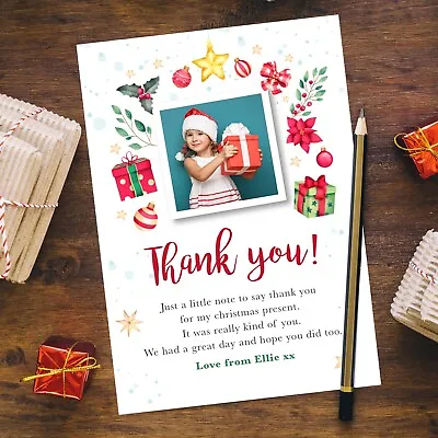 £4.99 • Buy 10 Personalised Christmas Xmas PHOTO Thank You Cards Cute