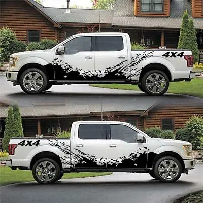 2Pcs Car Pickup Side Door Splash Decal Vinyl Sticker Black 4X4 Off Road Graphics • $21.60