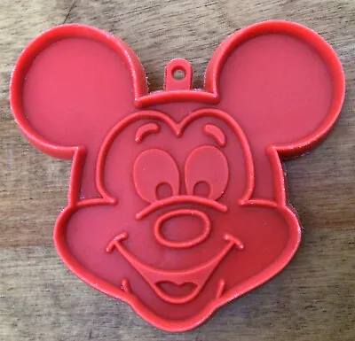 VTG WALT DISNEY RED Plastic Cookie Cutter MICKEY MOUSE Face • $4.95