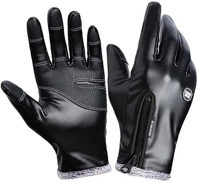 Men Women Winter Warm Leather Gloves Windproof Waterproof Touch Screen Gloves • $9.99