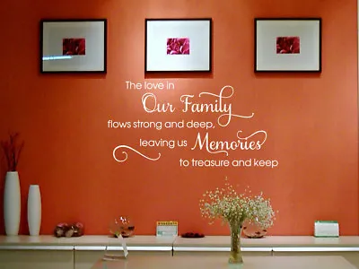 Wall Quote 'The Love In Our Family...' Wall Art Sticker Quote Vinyl Transfer. • £21.95