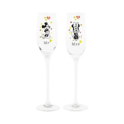 £32 • Buy Mickey And Minnie Mouse Mr & Mrs Toasting Glasses Wedding Disney Enchanting