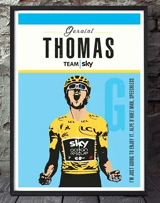 £6 • Buy Geraint Thomas Tour De France Sky Cycling Unframed Cycling Print