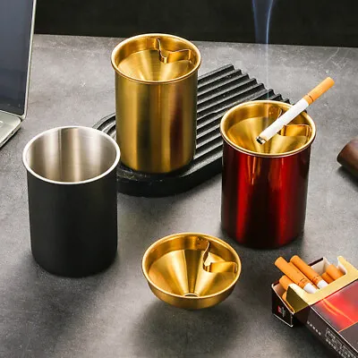£4.70 • Buy Ashtray Stainless Steel Ashtray With Lid Round Windproof Stainless Steel Smokele