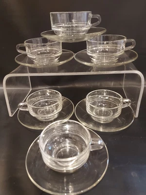£29.95 • Buy Vintage Duralex French Glass Expresso Coffee Cups 6 Cups & 6 Saucers