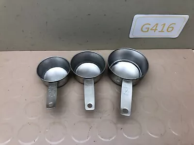 3 Piece Vintage Foley Script Measuring Cups Stainless Steel USA • $9.95