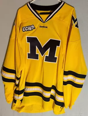 Michigan CCHA 2XL Yellow & Blue Hockey Jersey By Reebok • $94.99