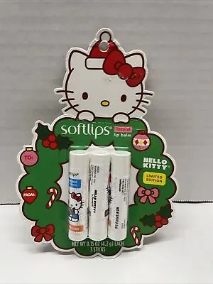 Softlips Hello Kitty Limited Edition Christmas Lip Balm Set 3 Flavors Each New • $10