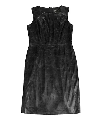 Vince Camuto Dress Womens 8 Gray Faux Leather Sheath Lined Sleeveless Zip Back • $27.49