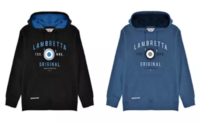 Lambretta Men's Fashion Desiger Original Hooded Sweat Black And Dark Blue • £39.99