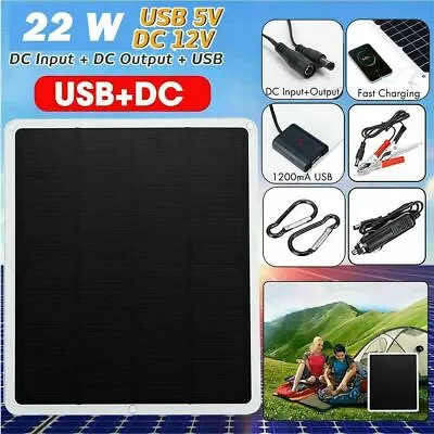 $18.95 • Buy 22W Solar Panel 12V Trickle Charger Battery Charger Kit Maintainer Boat RV Car