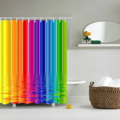 Waterproof Polyester Fabric Bathroom Shower Curtain Sheer Panel Decor 12 Hooks • £12.99
