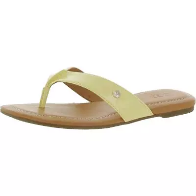 Ugg Womens Tuolumne Yellow Leather Flip-Flops Shoes 5 Medium (BM) BHFO 6356 • $76