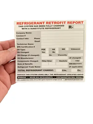 HVACR Refrigerant Retrofit Report Decal Stickers X10 - R438A R407C R421A Etc. • $9.95