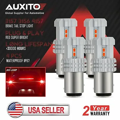 4x AUXITO 1157 BA15D Red LED Turn Signal Brake Tail Stop Indicator Light Bulb • $22.99