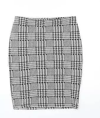 New Look Womens Black Plaid Cotton Straight & Pencil Skirt Size 8 • £5