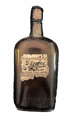 VTG Pinex Medicine Bottle Brown One Pint Of Effectual Cough Syrup • $18.79