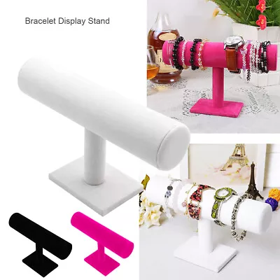 T-Bar Watch Display Holder Bracelet Jewelry Show Stand Bangle Rack Velvet • £4.69