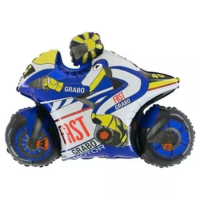 Blue Moto GP Motorcycle Foil Balloon 30  Birthday Party Event Decoration • $8.70