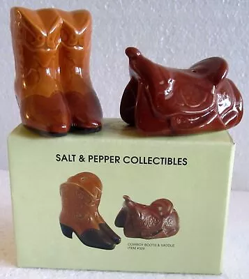 Vintage Cowgirl Cowboy Boots N Saddle Salt And Pepper Shakers C1990 ~ Style #329 • $21.25