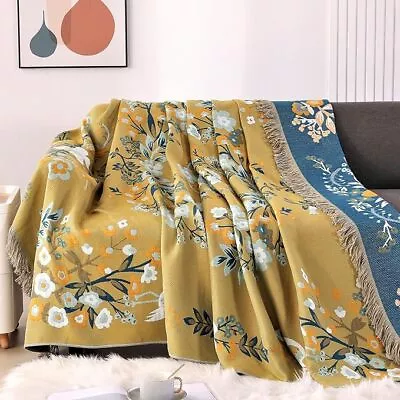 DECMAY Double-sided Throws For Sofas LargeBoho Sofa Bedspread Throw Blanket Wit • £23.84