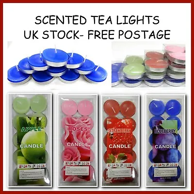 10 Pk SCENTED TEA LIGHTS  Colourful-plain Thin-thick Fragrant Aroma Candles  • £2.69