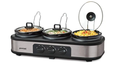 £35 • Buy Global Gourmet Triple Slow Cooker | Multi-functional Triple Food Warmer, Buffet 